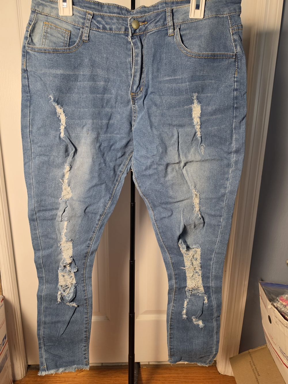 Distressed Light Blue Women's Stretch Skinny Jeans Xl Nwot